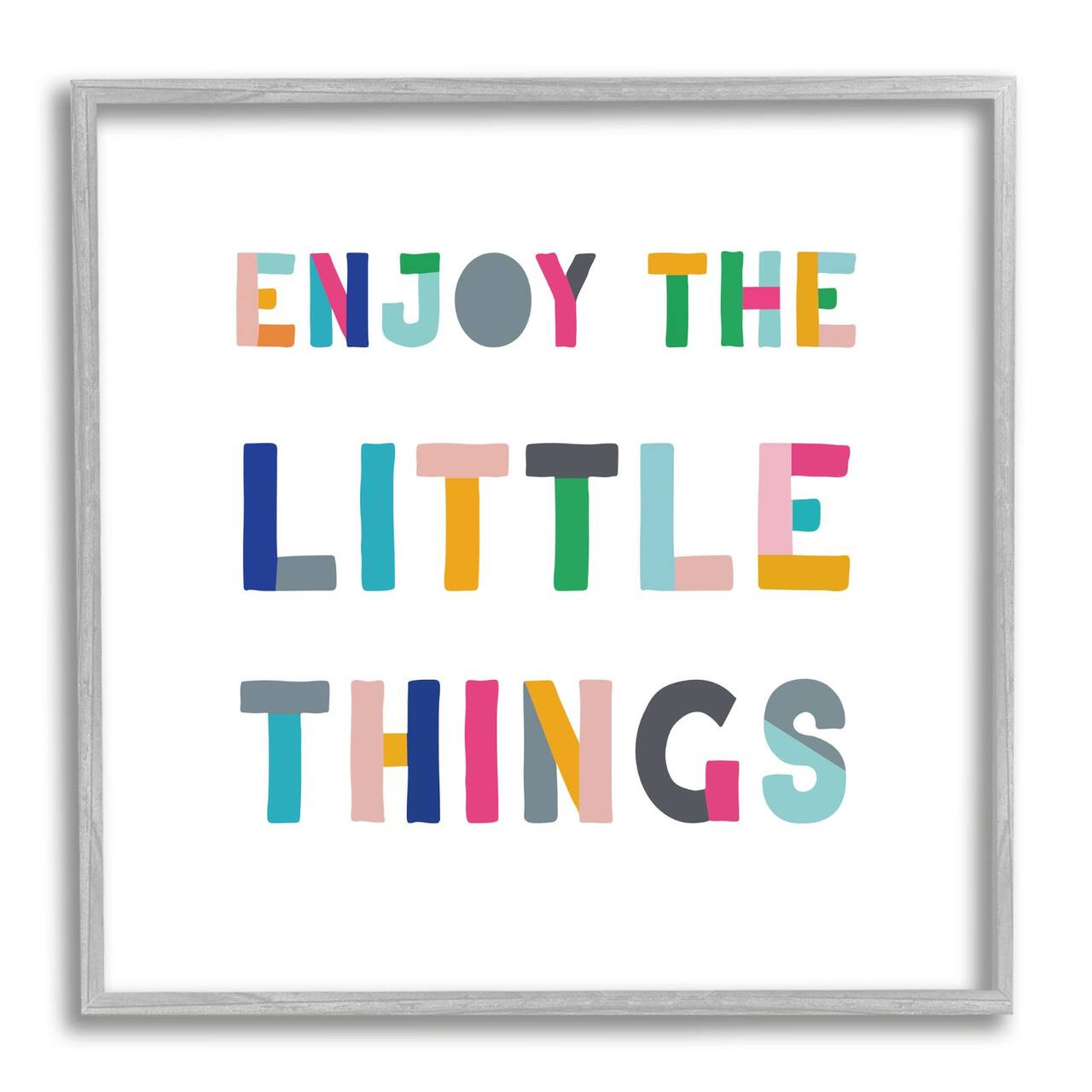 Stupell Industries Enjoy Little Things Kids' Motivational Phrase Block Typography Framed Wall Art